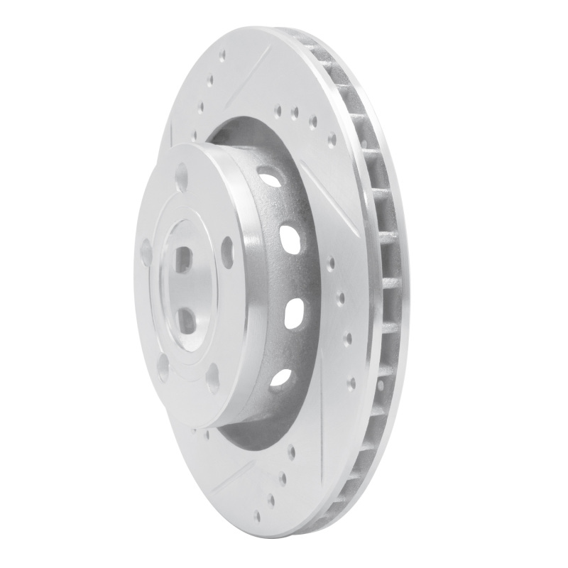 Audi A6 Quattro Brake Rotor (1) - Rear Left - R1 Concepts - Drilled & Slotted - Silver - `99-`05